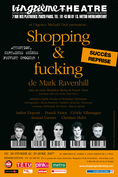 Affiche Shopping and Fucking, pièce de théâtre de Mark Ravenhill